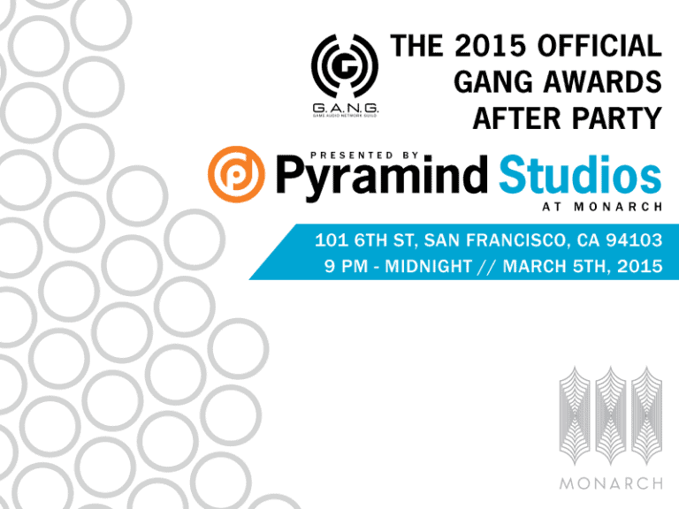 The 2015 official gang awards after party at pyramid studios, featuring beatmaking and a renowned music producer.
