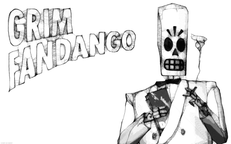 A grim fandango skeleton wearing headphones with the words beatmaking on it.
