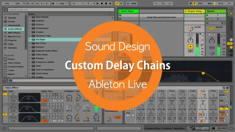 Sound design custom delay chains for music production program Ableton Live.