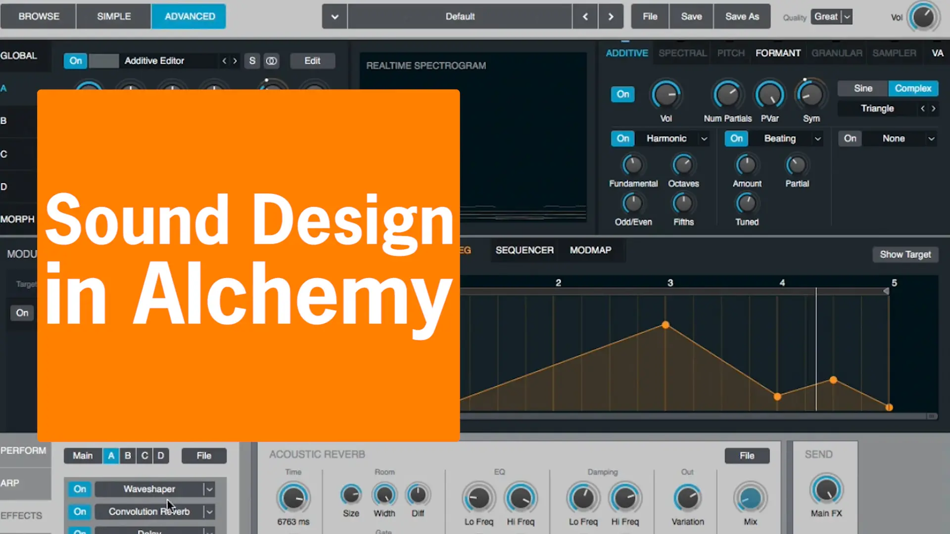 Sound design and beatmaking in Alchemy, a music production program.