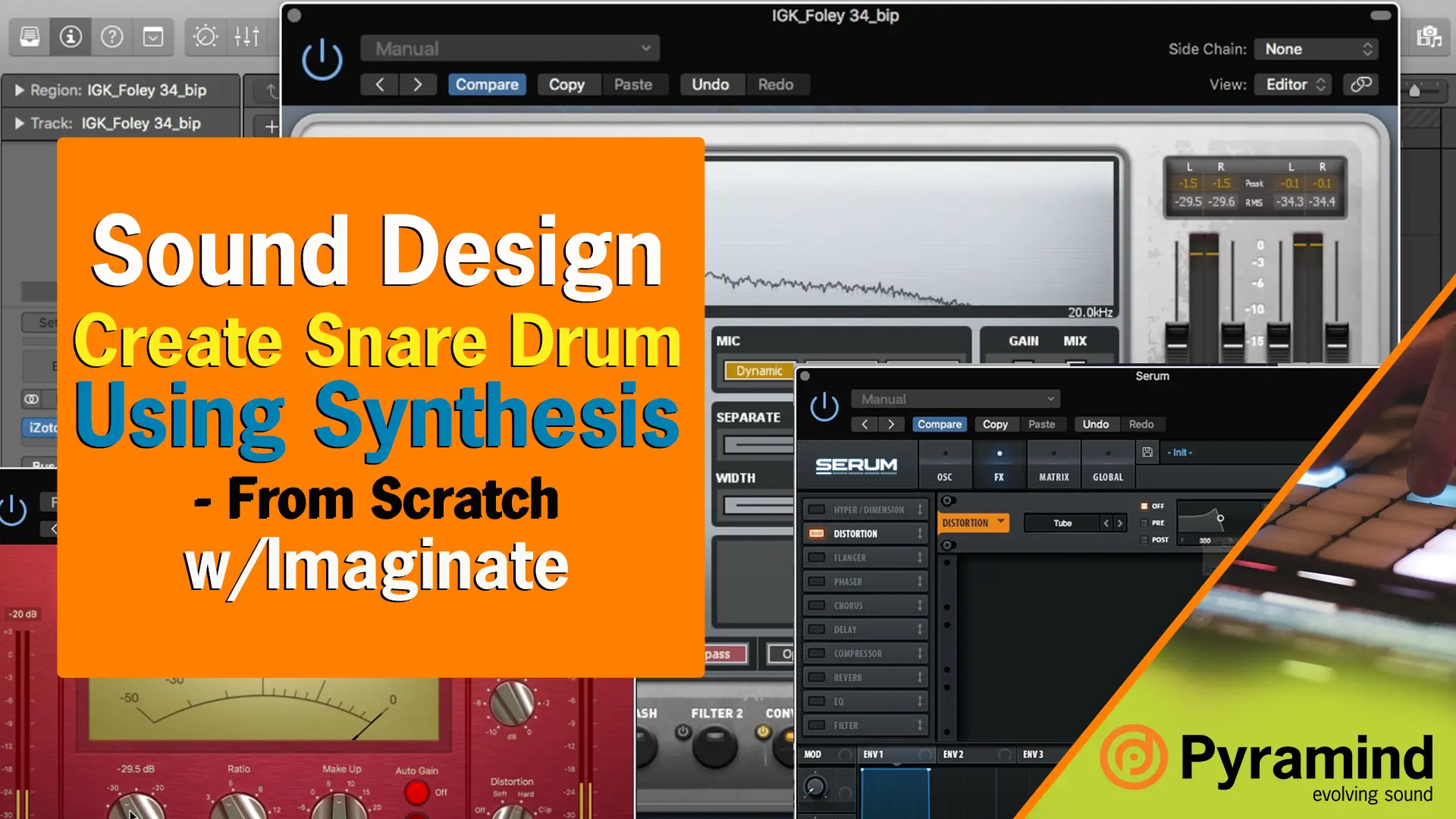 Sound design and beatmaking using synthesizers to create, mix, master, and share drum sounds.