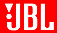 Jbl logo on a red background, perfect for music producers.