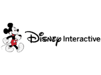 Disney interactive logo highlighted on a black background.